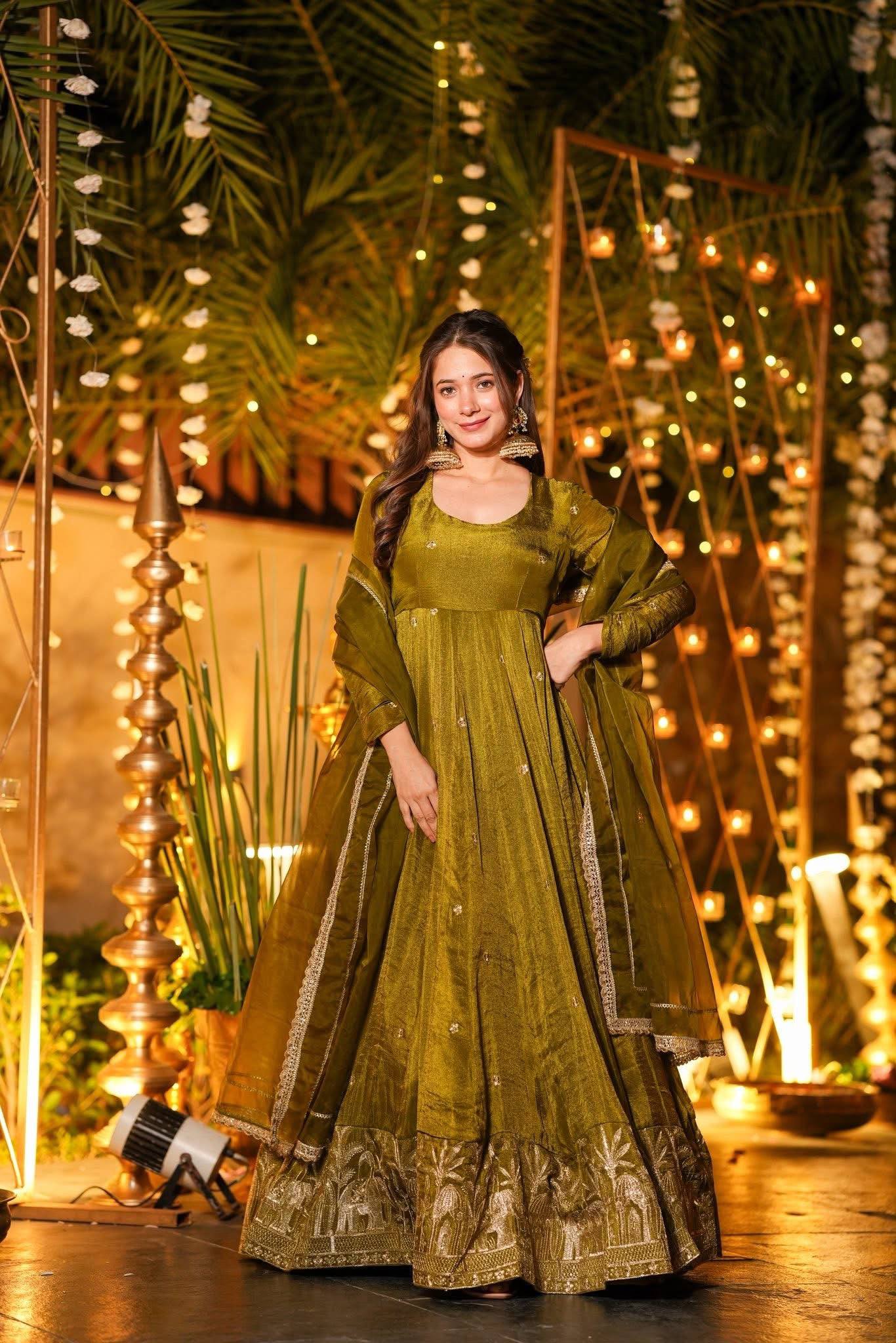 Midnight Chartreuse Luminous Flared Anarkali